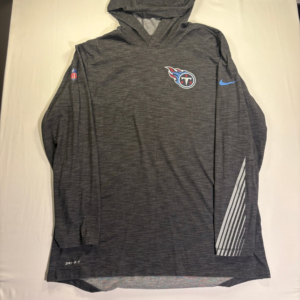 Nike Tennessee Titans NFL Dri-FIT Hoodie Mens Large Grey Heather Long Sleeve Tee